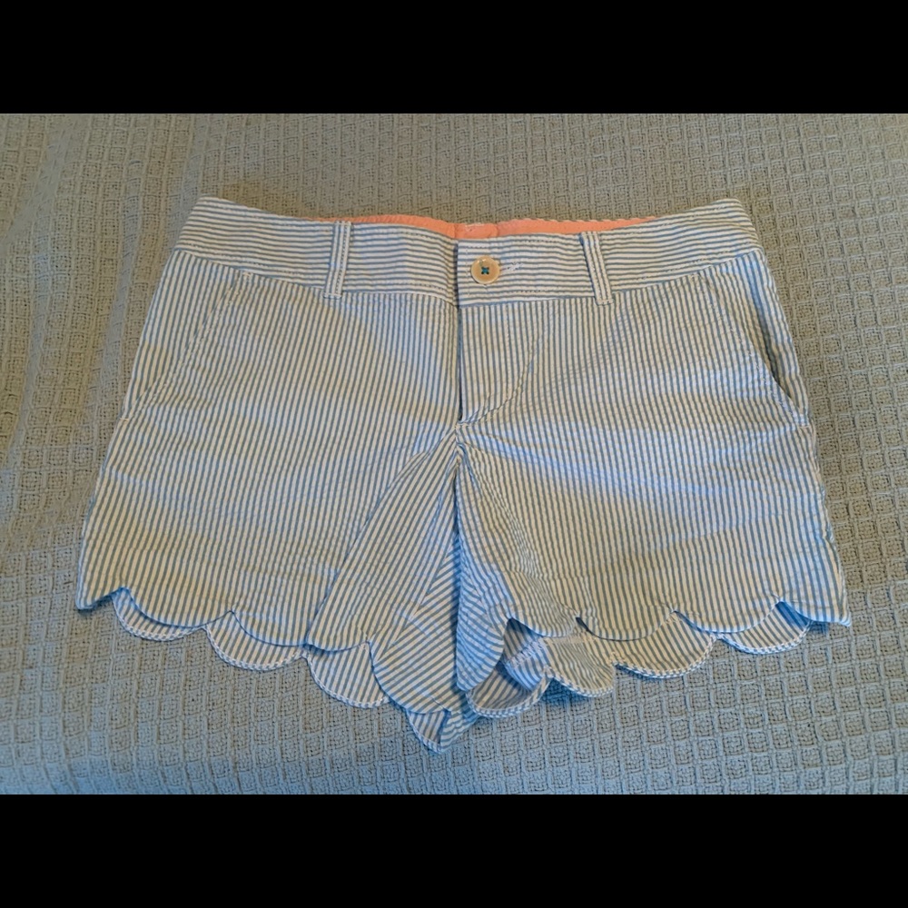 Lily Pulitzer Seersucker Blue and White Shorts 6